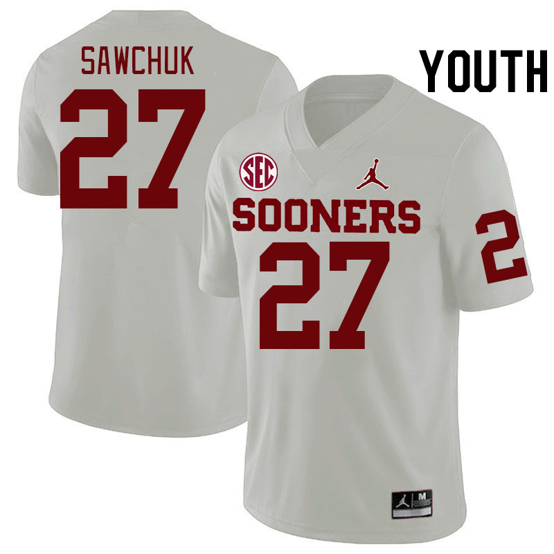 Youth #27 Gavin Sawchuk Oklahoma Sooners 2024 SEC Conference College Football Jerseys-White